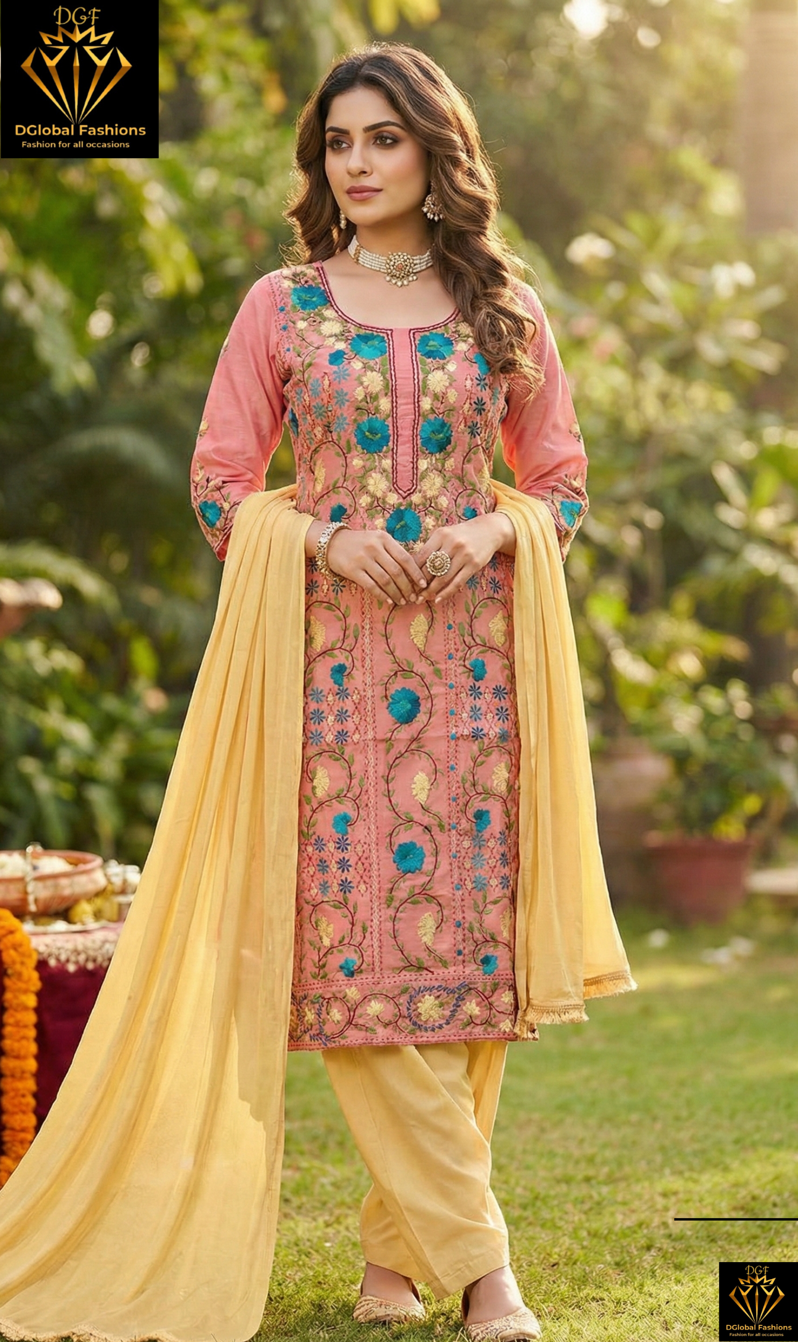 Phulkari Patiala Suit Set with Hand Embroidery