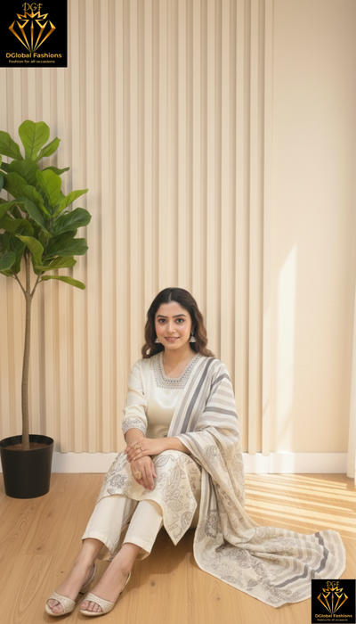 Muslin silk suit set embroidery