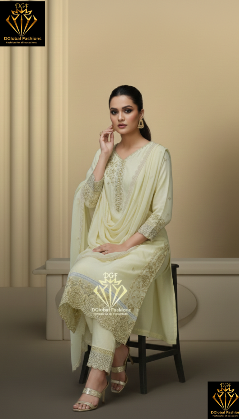 Silk party wear embroidered set
