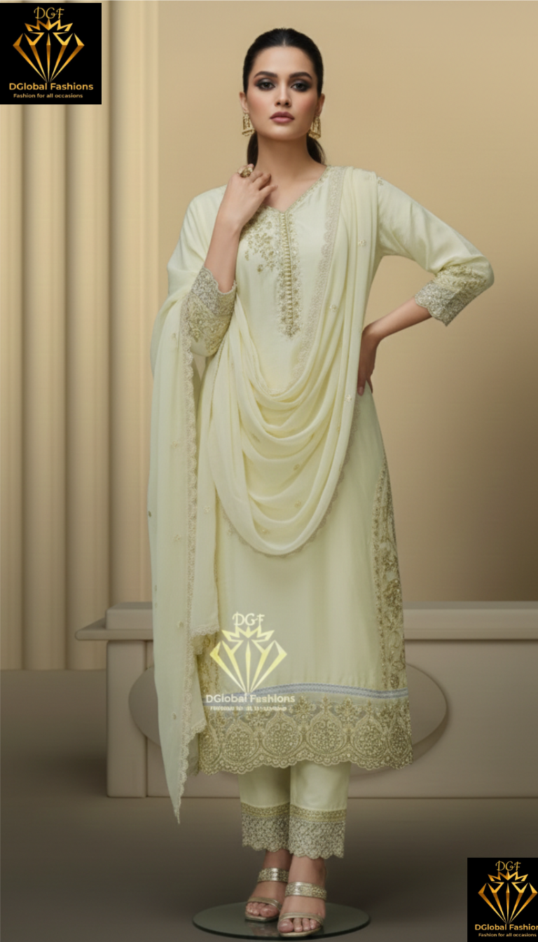 Silk party wear embroidered set