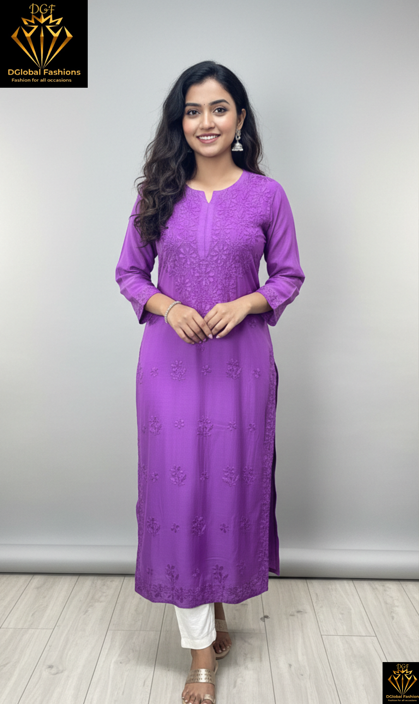 Lucknowi Chikankari Hand-Embroidery Muslin Kurti
