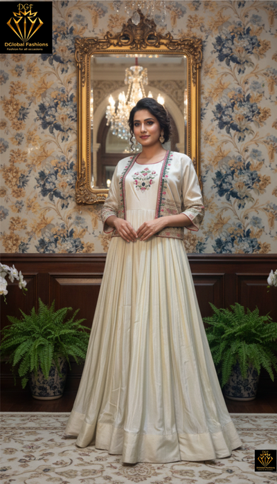 Off white desginer silk gown