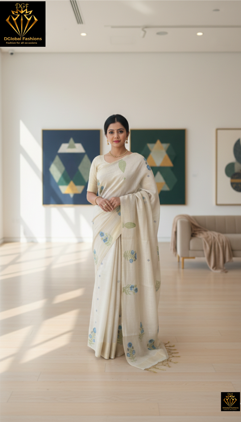 Sharnaya Cotton Saree with Floral Print