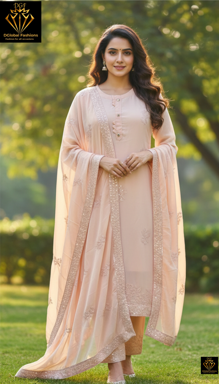 Georgette 3-Piece Suit Set with Sequin Embroidery