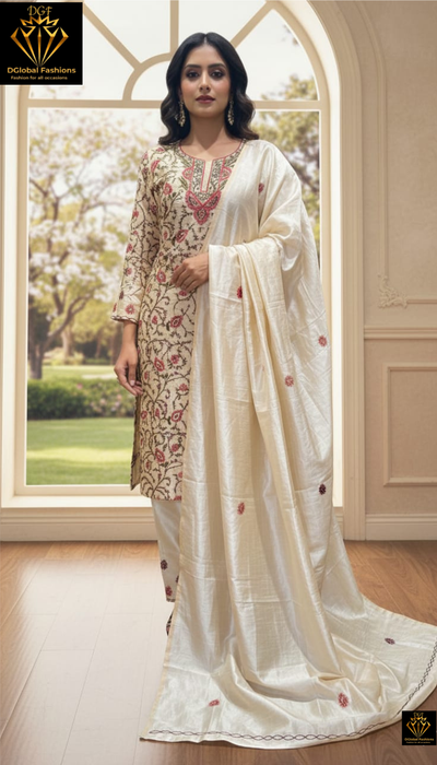 Elegant Kashmiri Embroidered Suit with Dupatta