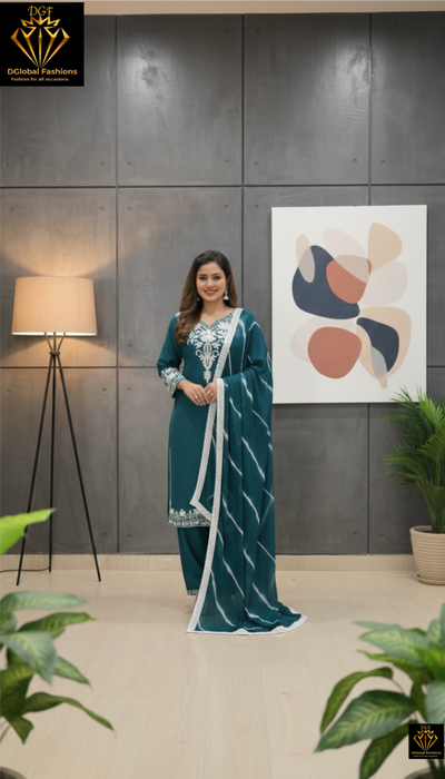 Embroidered Pant Style Suit with Dupatta – Elegant Festive Wear