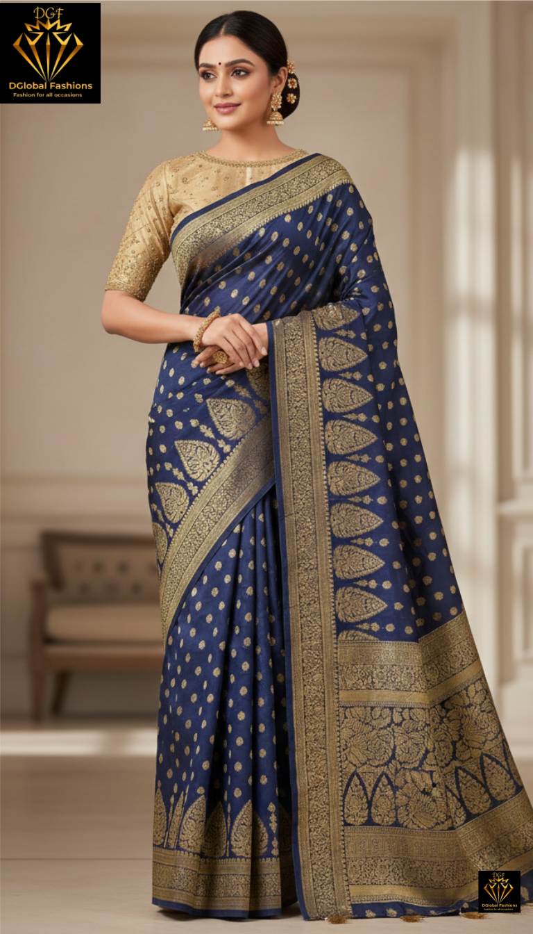 Ansu blue banarasi silk saree