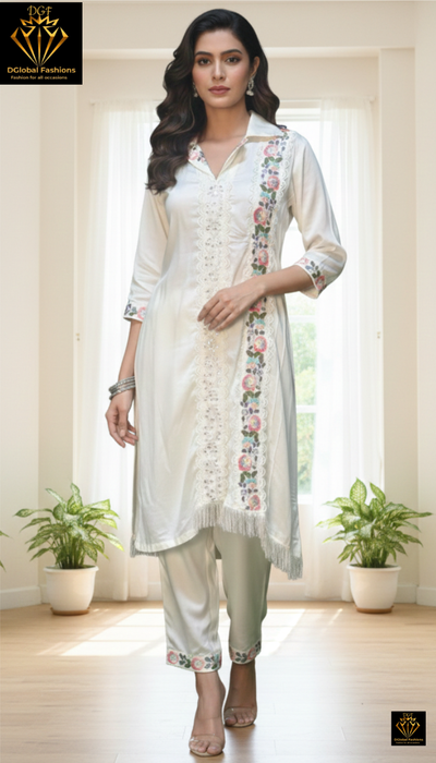 Suit with embroidery work