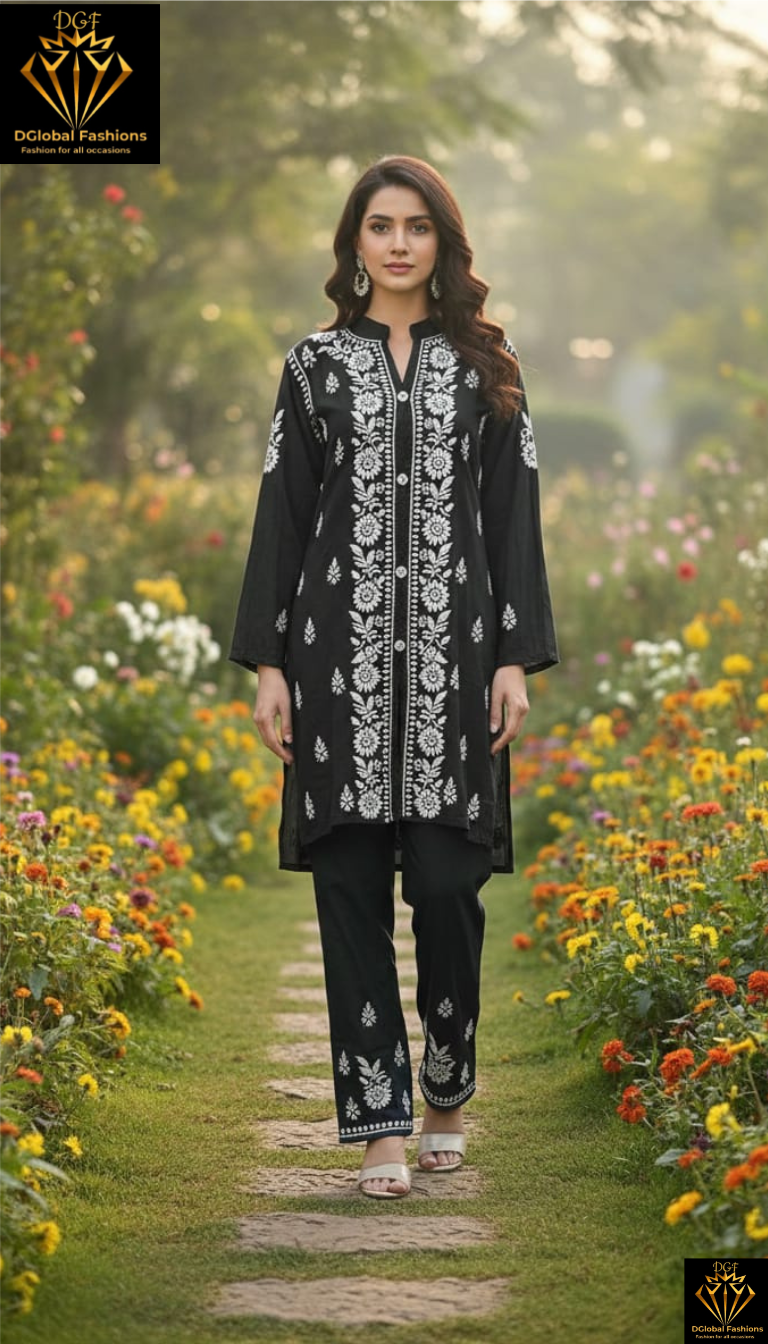 Lucknowi Chikankari Rayon Co-Ord Set with Hand Embroidery