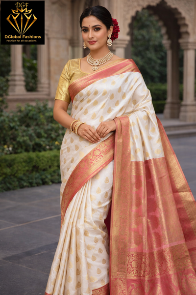 Inara white organza saree