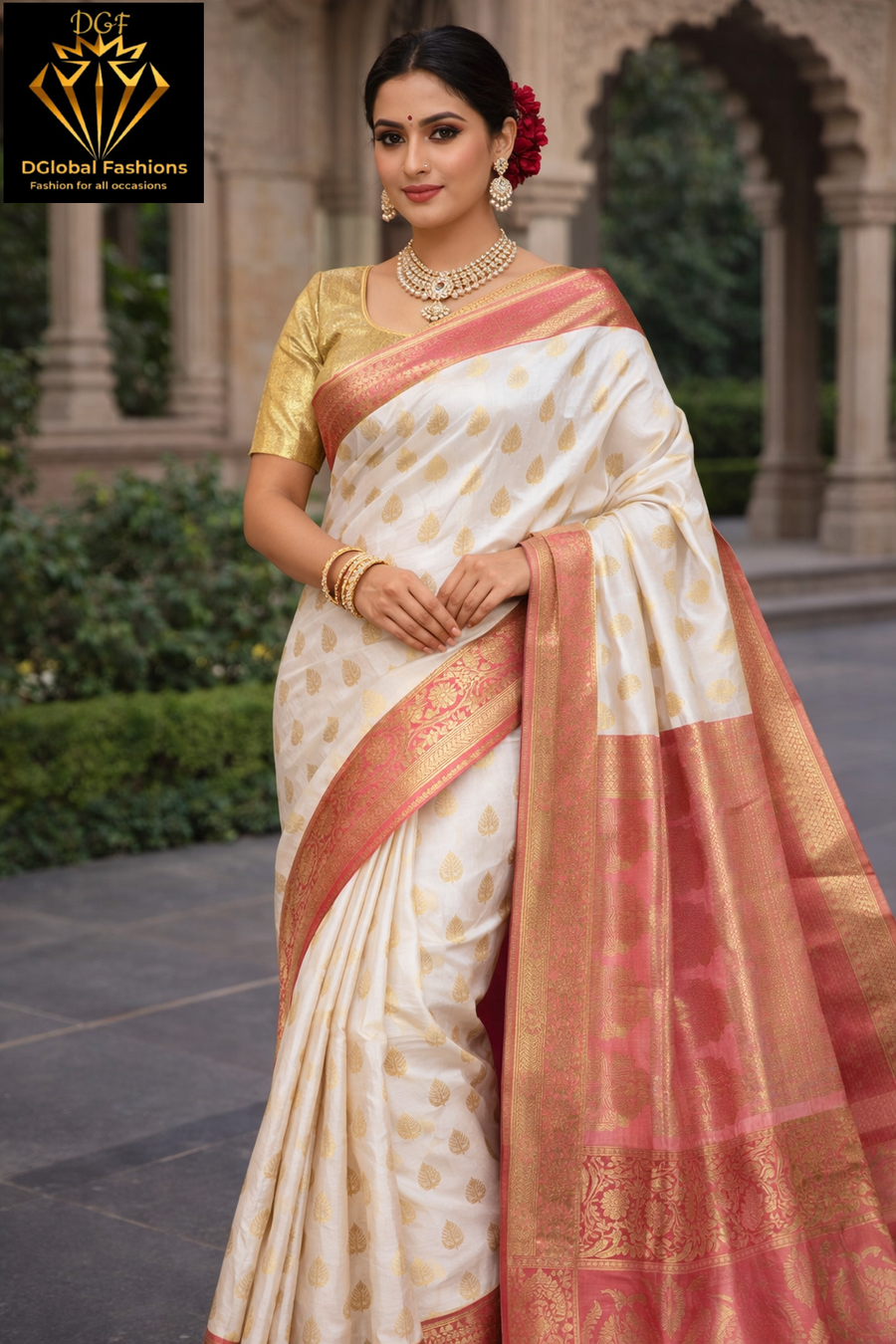Inara white organza saree