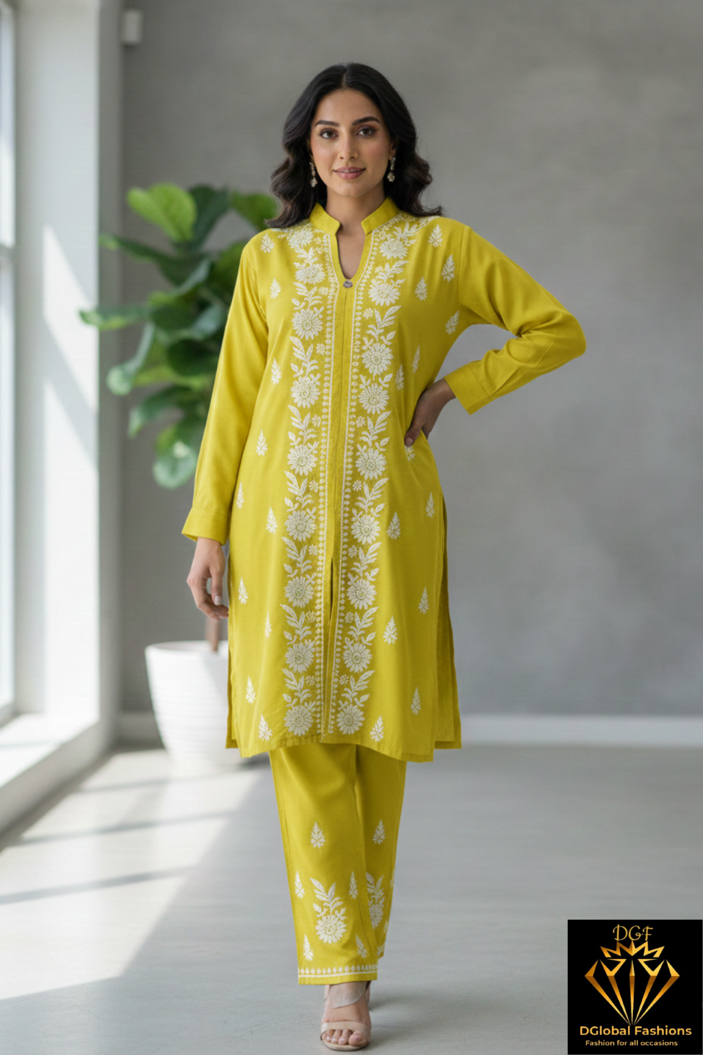 Lucknowi Chikankari Rayon Co-Ord Set with Hand Embroidery