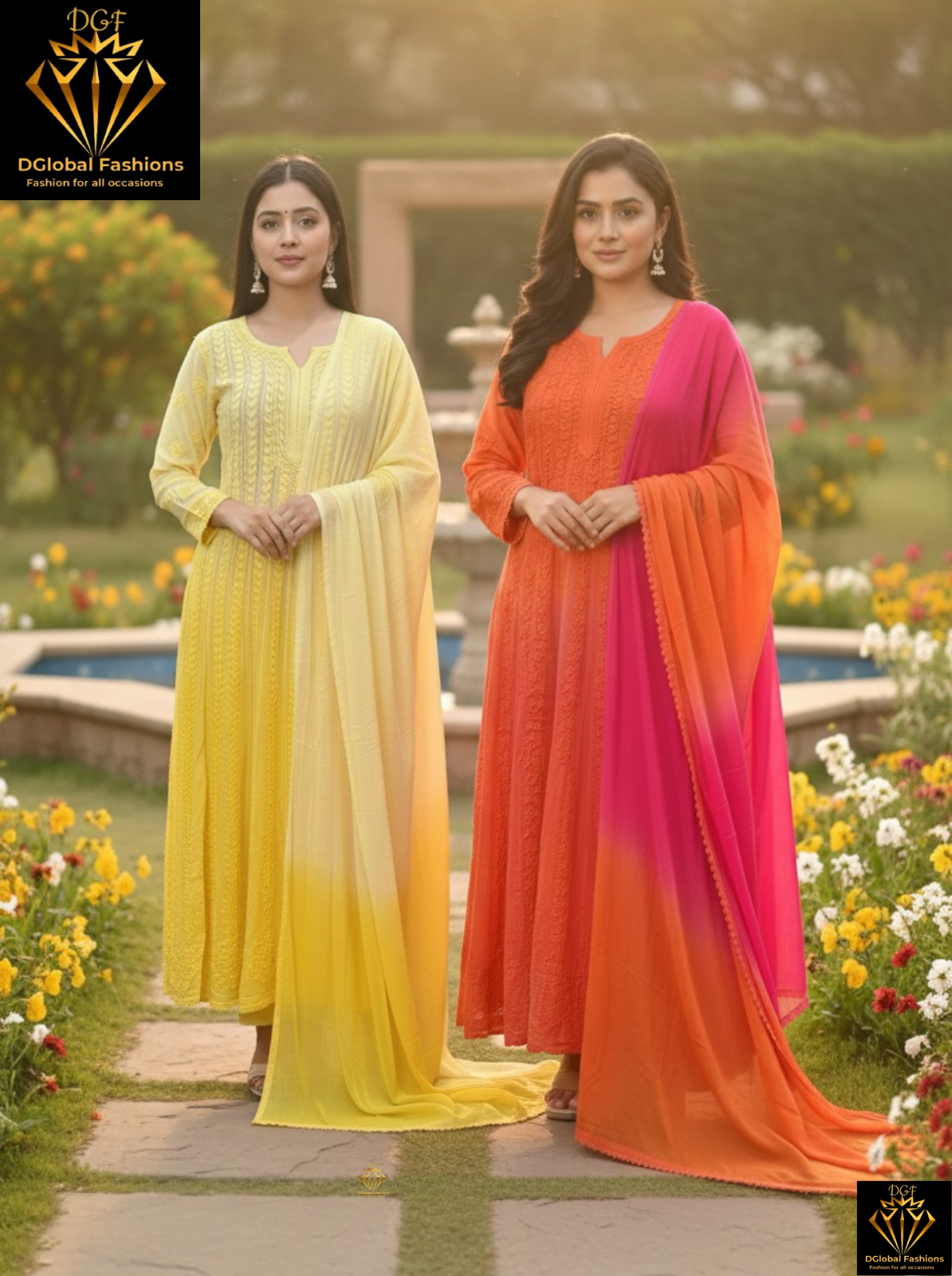 Lucknowi Chikankari Ombré-Dyed Georgette Anarkali Suit