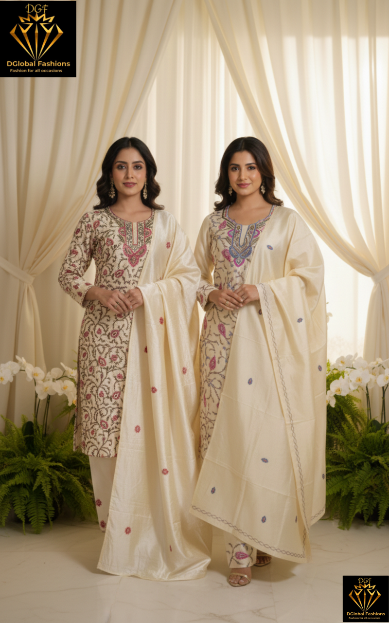 Elegant Kashmiri Embroidered Suit with Dupatta