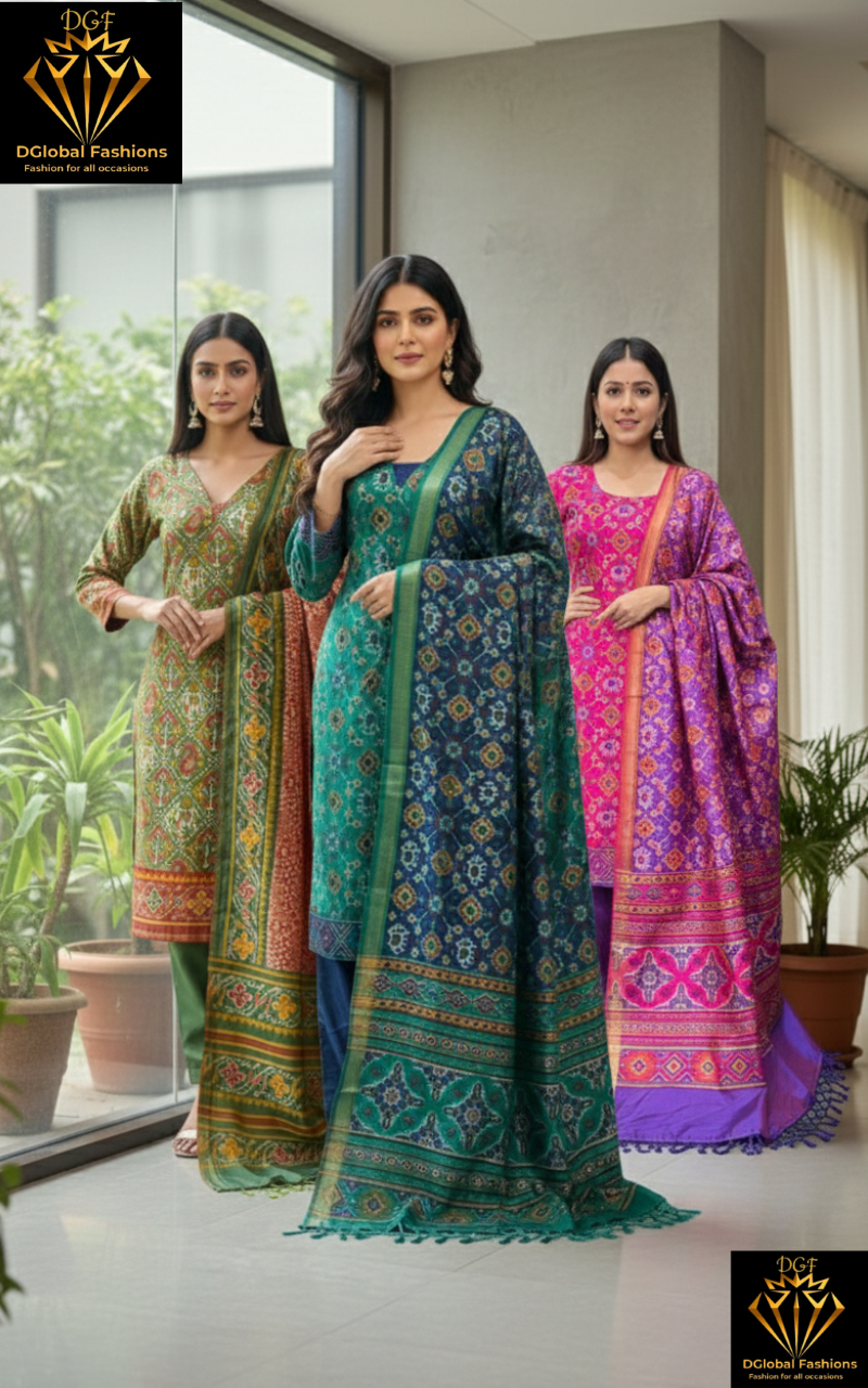 Patola Suit Set with Matching Dupatta