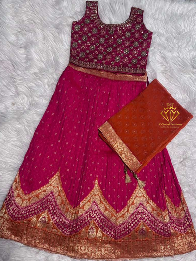 Designer Embroidered Lehenga Choli with Banarasi Dupatta