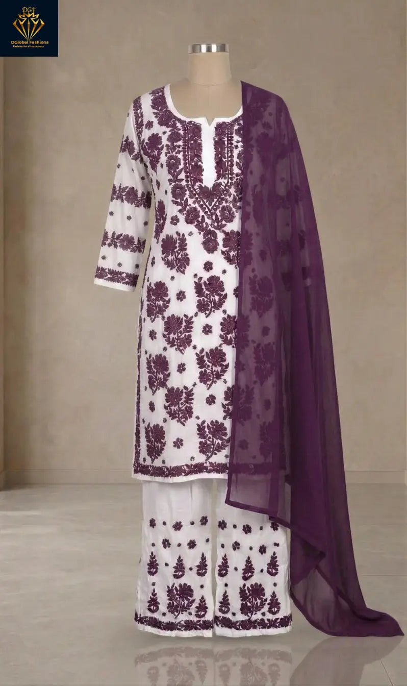 Lucknowi Chikankari Modal Suit Set with Dupatta