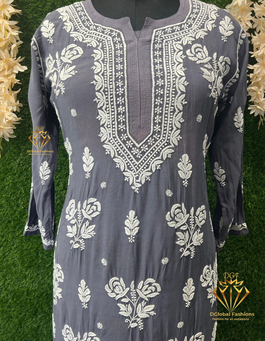 Lucknowi Chikankari Muslin Kurti