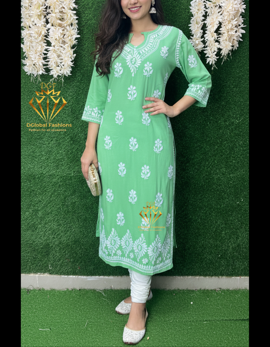 Lucknowi Chikankari Rayon Kurti