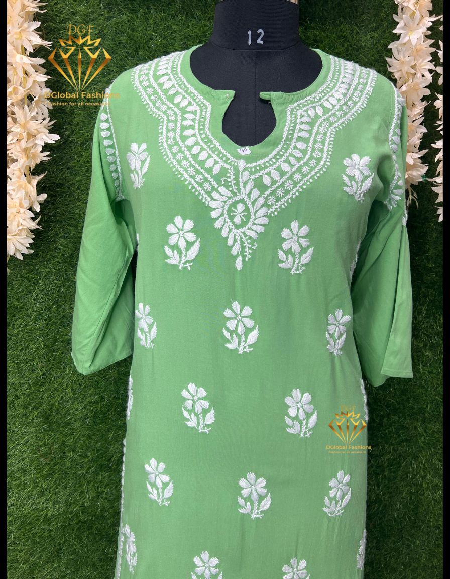 Lucknowi Chikankari Rayon Kurti