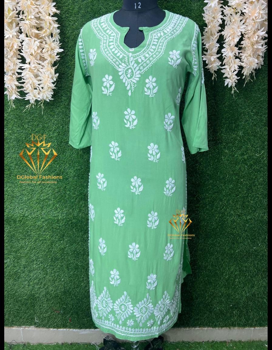 Lucknowi Chikankari Rayon Kurti