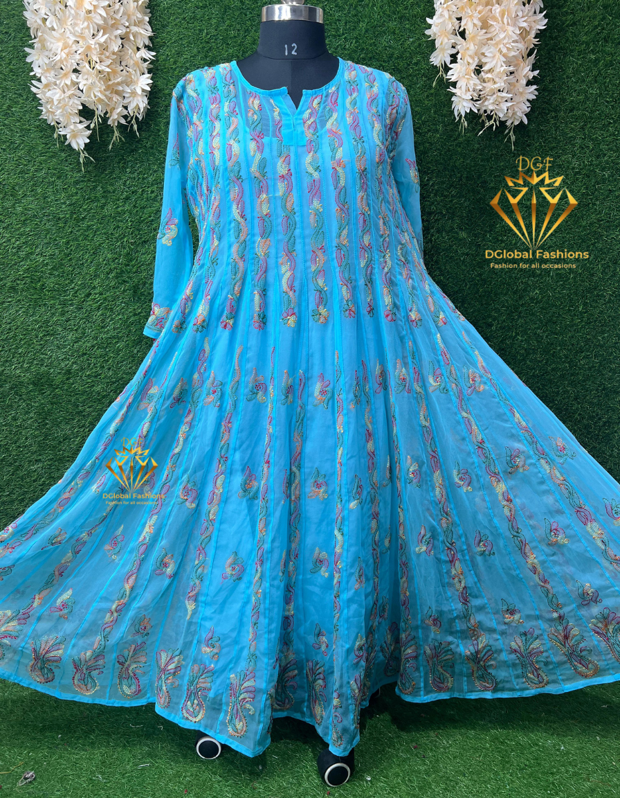 Lucknowi Chikankari 56-Kali Resham Embroidered Anarkali Suit