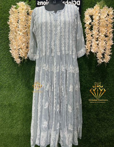 Lucknowi Chikankari 56-Kali Resham Embroidered Anarkali Suit