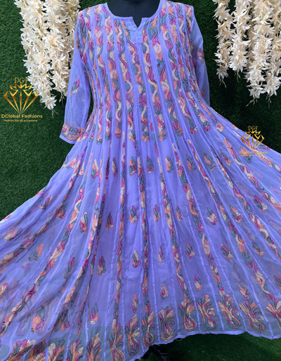 Lucknowi Chikankari 56-Kali Resham Embroidered Anarkali Suit