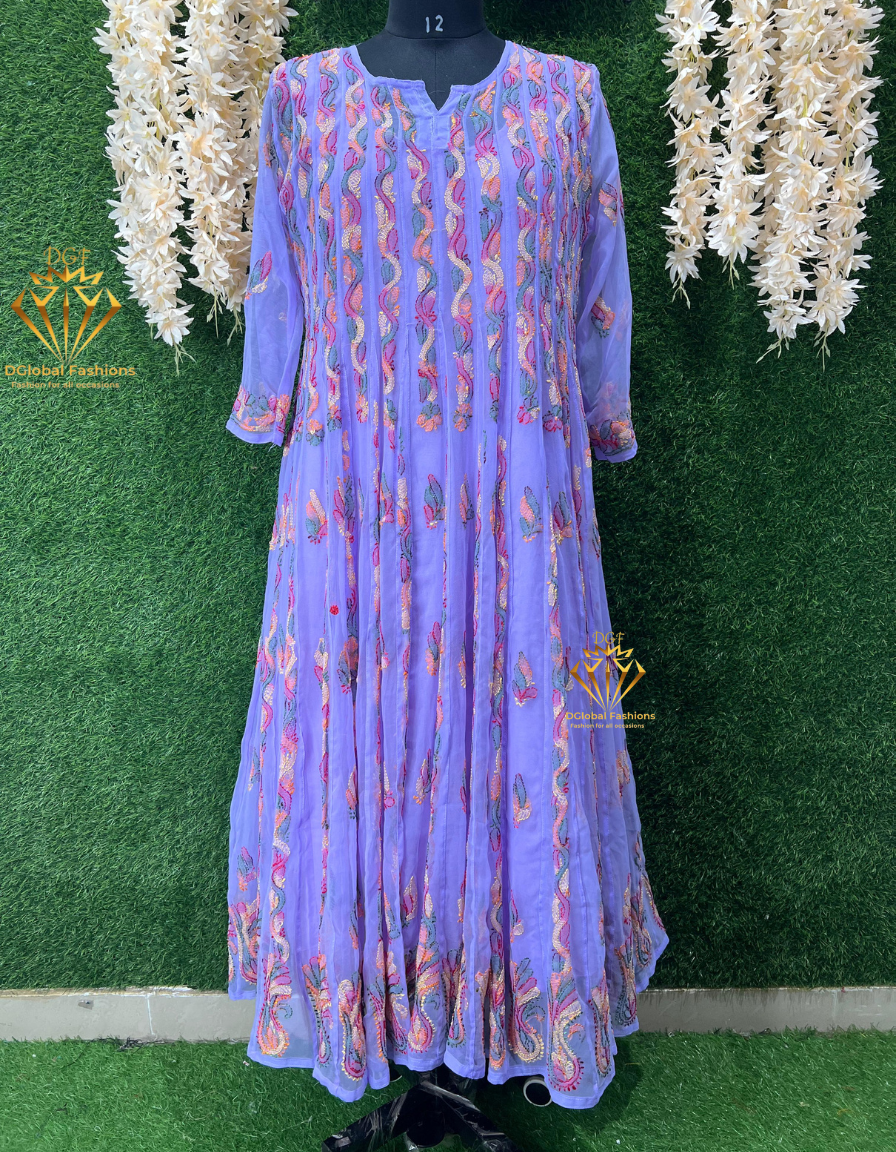 Lucknowi Chikankari 56-Kali Resham Embroidered Anarkali Suit