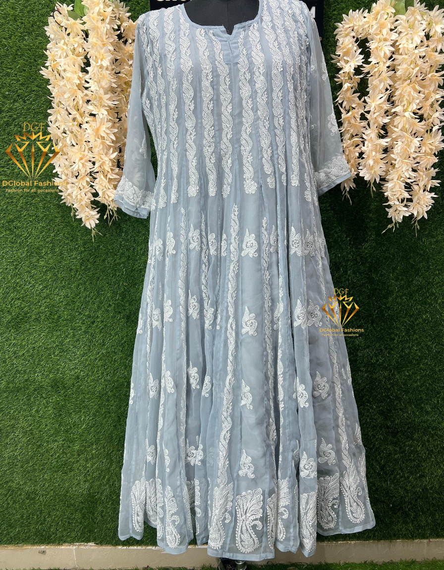 Lucknowi Chikankari 56-Kali Resham Embroidered Anarkali Suit