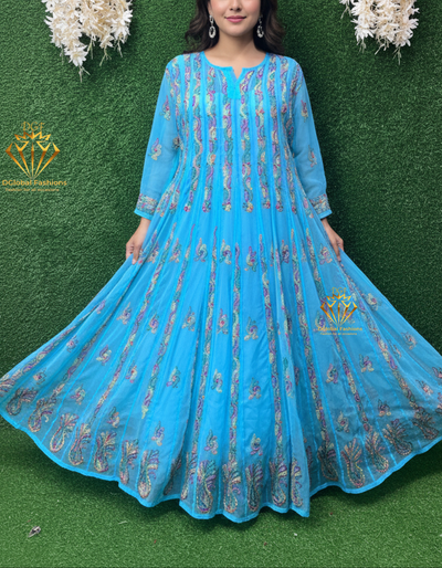 Lucknowi Chikankari 56-Kali Resham Embroidered Anarkali Suit