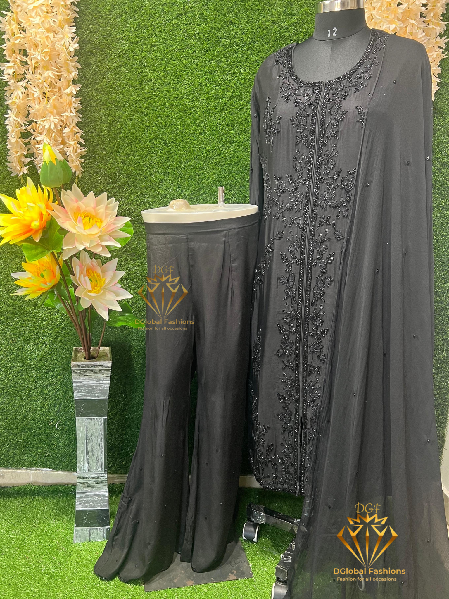 Embroidered Cutdana Work Suit with Chiffon Dupatta – Elegant Party & Festive Wear