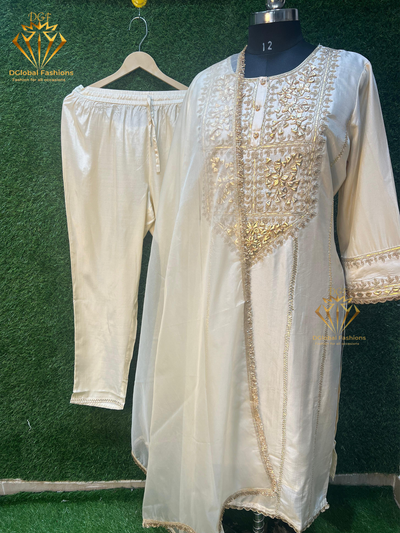 Tissue Shimmer Suit with Handcrafted Gota Patti Work – Elegant Festive & Party Wear Ensemble