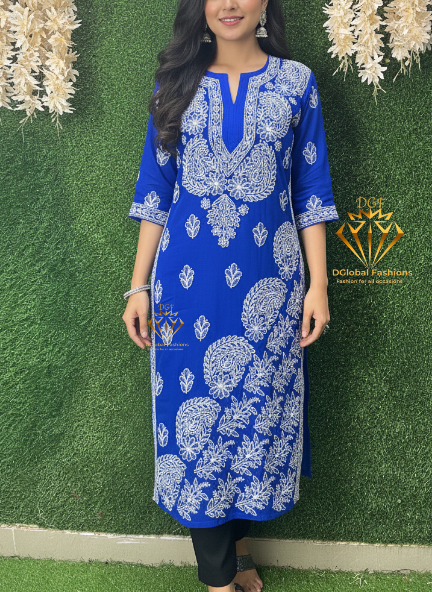 Lucknowi Chikankari Georgette Kurti