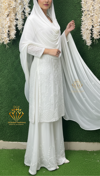 Crepe Suit Set with Handcrafted Cutdana & Pearl Embroidery