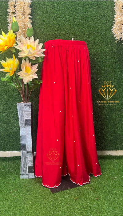 Hand-Embroidered Crepe Palazzo Suit with Pearl & Cutdana Detailing