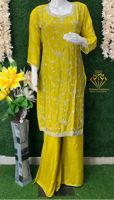 Hand-Embroidered Crepe Palazzo Set with Pearl & Cutdana Highlights