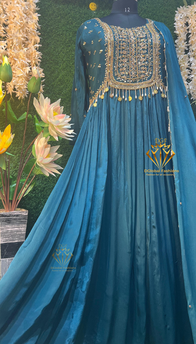 Chinnon Silk Gown with Exquisite Jari Embroidery