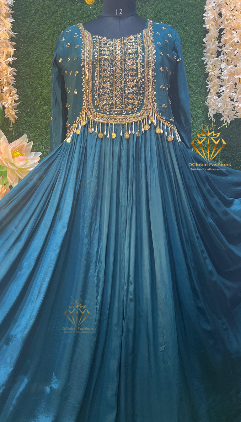 Chinnon Silk Gown with Exquisite Jari Embroidery