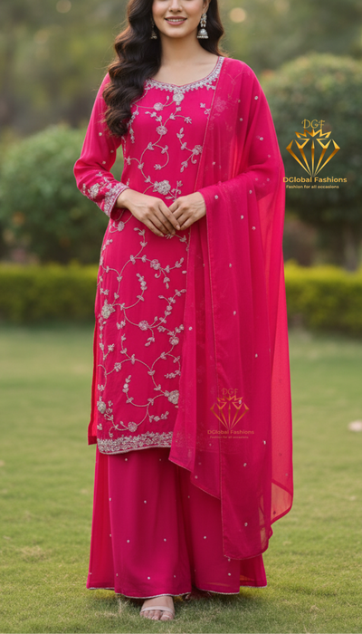 Crepe Embroidered Suit with Pearl & Cutdana Handwork