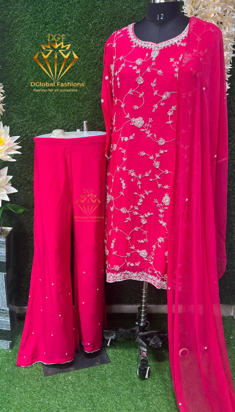 Crepe Embroidered Suit with Pearl & Cutdana Handwork