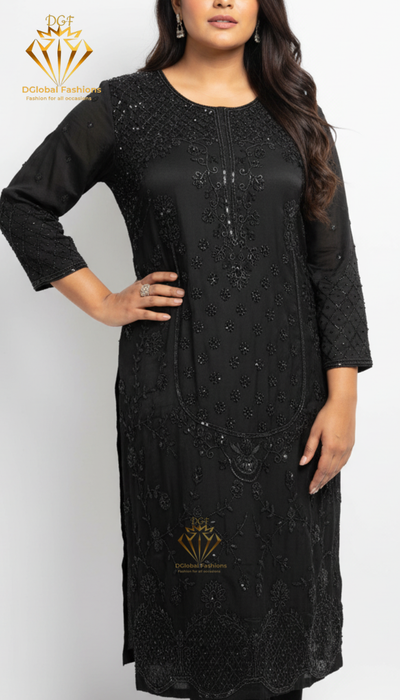 Crepe Handwork Suit with Heavy Cutdana & Pearl Embroidery