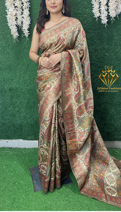 Banarasi Pashmina Katan Silk Saree with Rich Woven Pallu