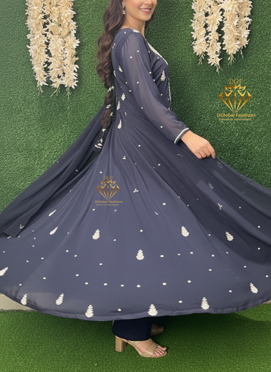 Chinnon Heavy Hand Embroidered Anarkali Suit