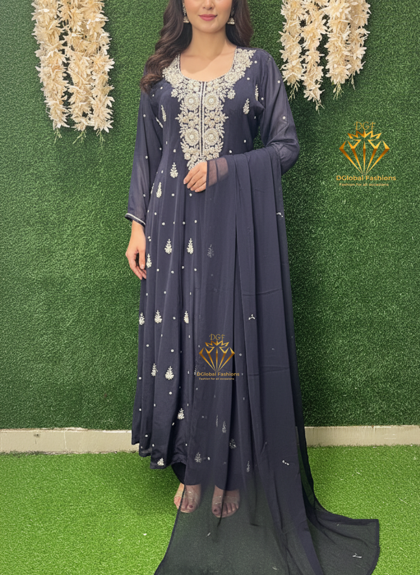 Chinnon Heavy Hand Embroidered Anarkali Suit