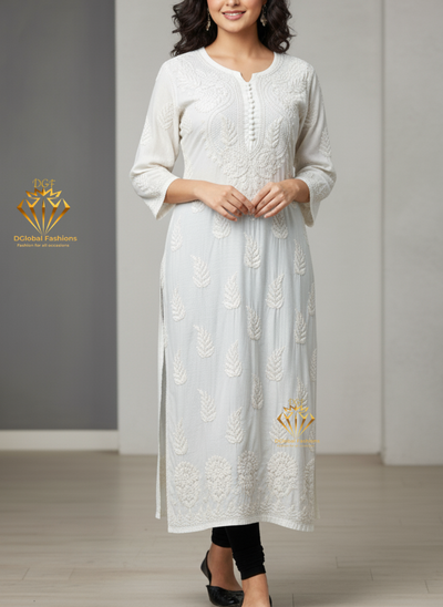 Muslin Kurti with Hand Embroidered Mukesh Work