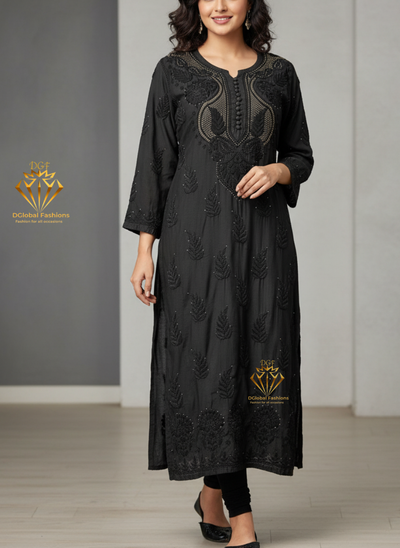 Muslin Kurti with Hand Embroidered Mukesh Work