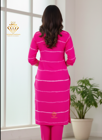 Pure Cotton Leheriya Effect Kurta Pant and Dupatta