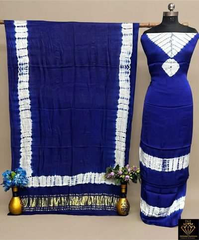 Hand Dyed Shibori Unstitched Suit Set in Modal Silk