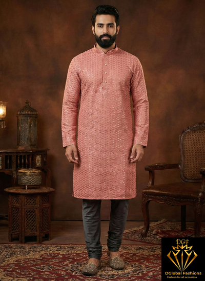 Chikankari Sequin Work Men’s Kurta Set